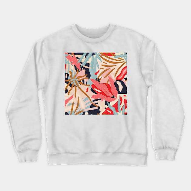 Colorful Abstract Jungle / Tropical Plants Crewneck Sweatshirt by matise